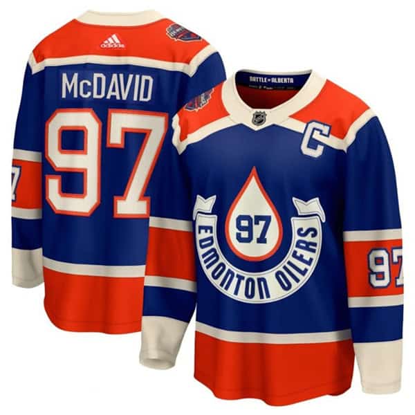 Edmonton Oilers #97 Connor McDavid 2023 Royal With Patch Heritage Classic Primegreen Stitched Jersey