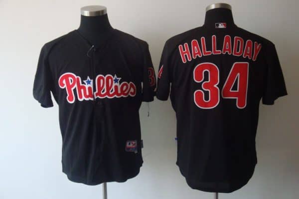 Phillies #34 Roy Halladay Black Stitched Jersey