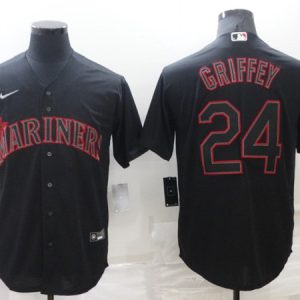 Seattle Mariners #24 Ken Griffey Black Shadow Cool Base Stitched Jersey