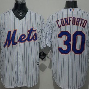 Mets #30 Michael Conforto White(Blue Strip) New Cool Base Stitched Jersey