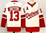 Detroit Red Wings #13 Pavel Datsyuk White Red 2024-25 With A Patch Stitched Jersey