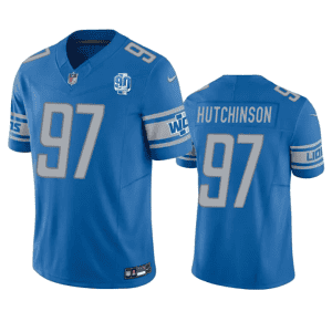 Detroit Lions #97 Aidan Hutchinson Blue 2023 F.U.S.E. 90th Anniversary Vapor Untouchable Limited Stitched Jersey