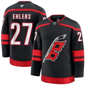 Carolina Hurricanes #27 Nikolaj Ehlers Black 2024-25 Home Stitched Jersey