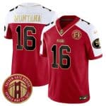 San Francisco 49ers #16 Joe Montana Red White F.U.S.E. Golden Gate Bridge Patch Alternate Vapor Limited Stitched Jersey