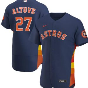 Houston Astros Navy #27 Jose Altuve Flex Base Stitched Jersey