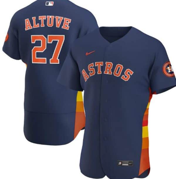 Houston Astros Navy #27 Jose Altuve Flex Base Stitched Jersey