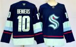 Seattle Kraken #10 Matty Beniers Navy 2024-25 Home Stitched Jersey