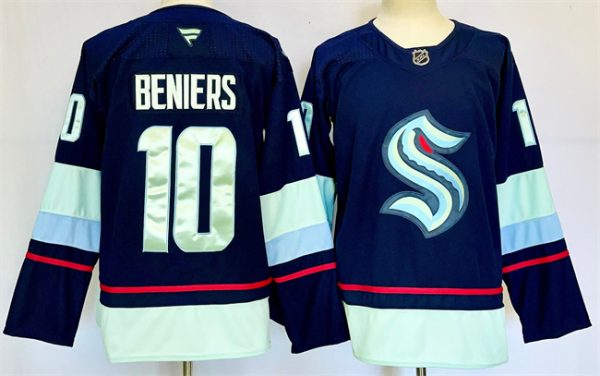 Seattle Kraken #10 Matty Beniers Navy 2024-25 Home Stitched Jersey