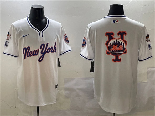 New York Mets Team Big Logo White 2025 Spring Training Stitched Jersey