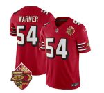 San Francisco 49ers #54 Fred Warner Red 2023 F.U.S.E. 50th Patch Throwback Stitched Jersey