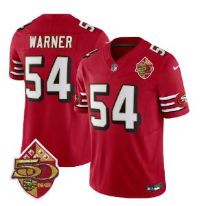 San Francisco 49ers #54 Fred Warner Red 2023 F.U.S.E. 50th Patch Throwback Stitched Jersey