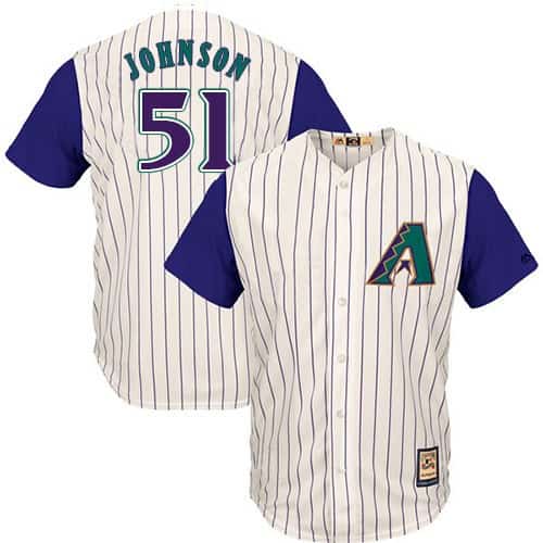 Diamondbacks #51 Randy Johnson White Hall Of Fame Cool Base Stitched Jersey