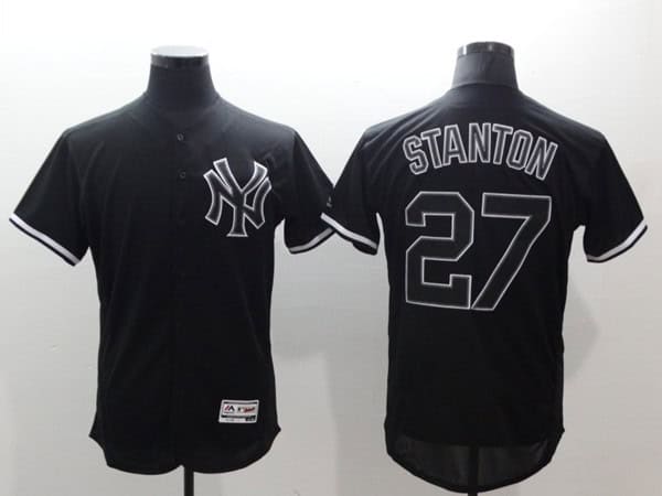 New York Yankees #27 Giancarlo Stanton Black Fashion Flex Base Stitched Jersey