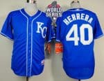 Royals #40 Kelvin Herrera Light Blue Alternate 2 Cool Base W 2015 World Series Patch Stitched Jersey
