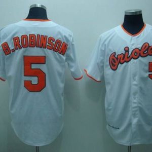 Mitchell And Ness Orioles #5 Brooks Robinson Stitched White Throwback Jersey