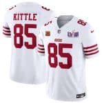 San Francisco 49ers #85 George Kittle White 2023 F.U.S.E. With 4-Star C Ptach And NFC West Champions Patch Stitched Jersey