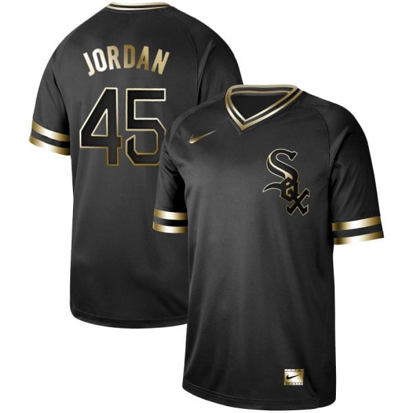 Chicago White Sox Blank #45 Michael Jordan Black Gold Stitched Jersey