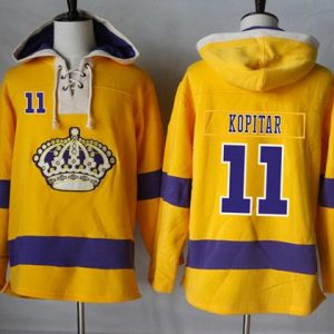 Kings #11 Anze Kopitar Gold Sawyer Hooded Sweatshirt Stitched Jersey