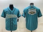 Jacksonville Jaguars Teal Team Big Logo With Patch Cool Base Stitched Baseball Jersey