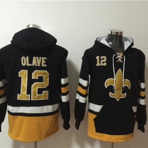 New Orleans Saints #12 Chris Olave Black Ageless Must-Have Lace-Up Pullover Hoodie