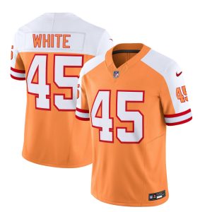 Tampa Bay Buccaneers #45 Devin White 2023 F.U.S.E. White Gold Throwback Limited Stitched Jersey