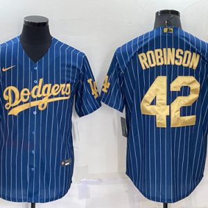 Los Angeles Dodgers #42 Jackie Robinson Navy Gold Cool Base Stitched Baseball Jersey