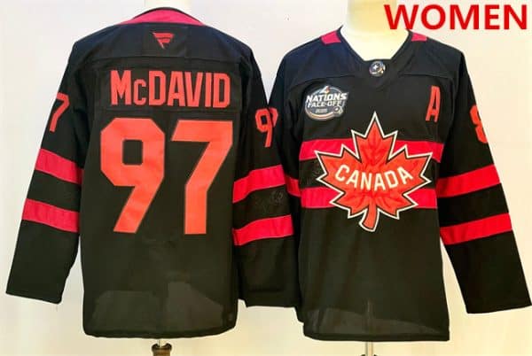 Canada #97 Connor McDavid Black 2025 4 Nations Face-Off Premium With A Patch Stitched Jersey