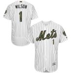 Mets #1 Mookie Wilson White(Blue Strip) Flexbase Authentic Collection 2016 Memorial Day Stitched Jersey