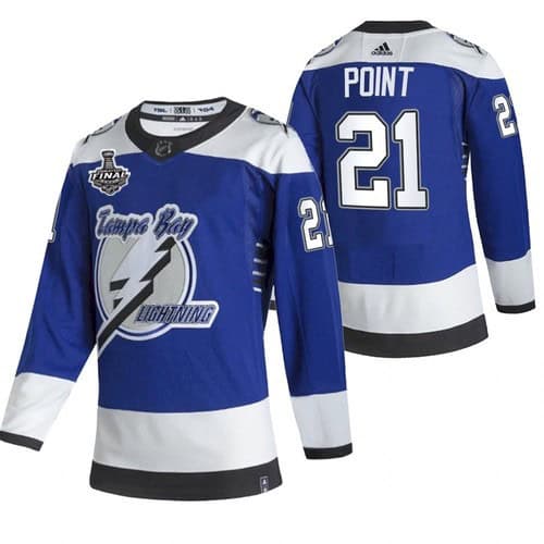 Tampa Bay Lightning #21 Brayden Point 2021 Blue Stanley Cup Final Bound Reverse Retro Stitched Jersey