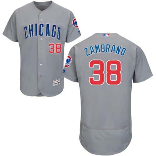 Cubs #38 Carlos Zambrano Grey Flexbase Authentic Collection Road Stitched Jersey