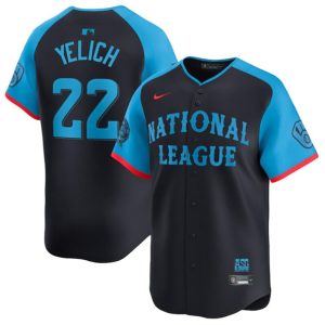 National League #22 Christian Yelich Navy 2024 All-Star Limited Stitched Jersey