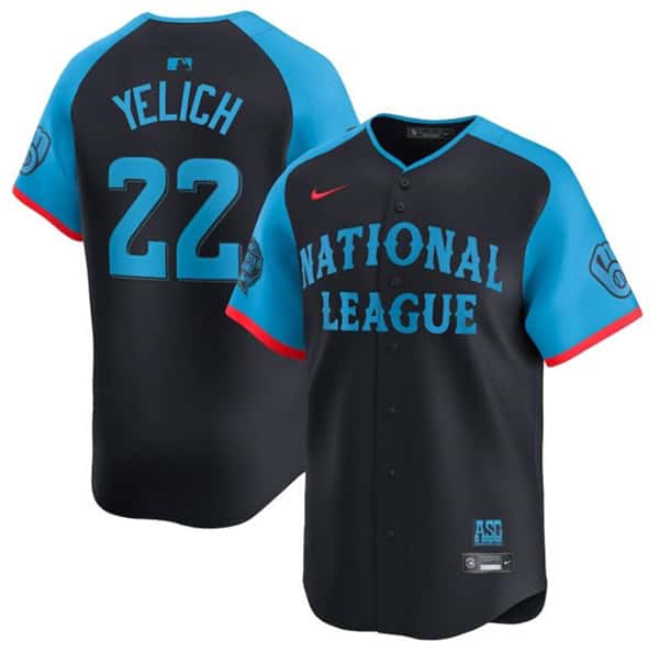 National League #22 Christian Yelich Navy 2024 All-Star Limited Stitched Jersey