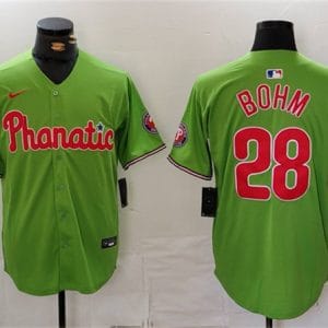 Philadelphia Phillies #28 Alec Bohm Green With Patch Stitched Jersey