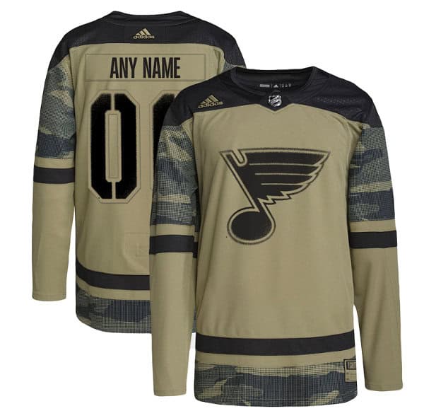 St. Louis Blues Custom 2022 Camo Military Appreciation Night Stitched Jersey