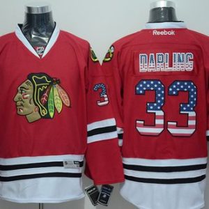 Blackhawks #33 Scott Darling Red USA Flag Fashion Stitched Jersey
