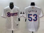 Texas Rangers #53 Adolis Garc¨ªa White Gold Cool Base Stitched Jersey