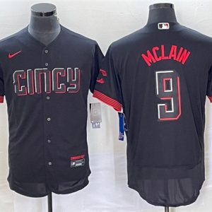 Cincinnati Reds #9 Matt McLain Black 2023 City Connect Flex Base Stitched Jersey