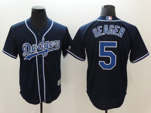 Los Angeles Dodgers #5 Corey Seager Navy Cool Base Stitched Jersey