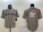 New York Yankees Gray Team Big Logo 2024 World Series Cool Base Stitched Jersey