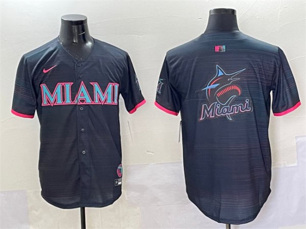Miami Marlins Team Big Logo Black 2025 City Connect Limited Stitched Jersey