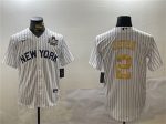 New York Yankees #2 Derek Jeter White Gold 2024 World Series Cool Base Stitched Jersey