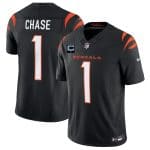 Cincinnati Bengals #1 Ja'Marr Chase Black 2025 F.U.S.E. With 1-Star C Patch Vapor Untouchable Limited Stitched Jersey