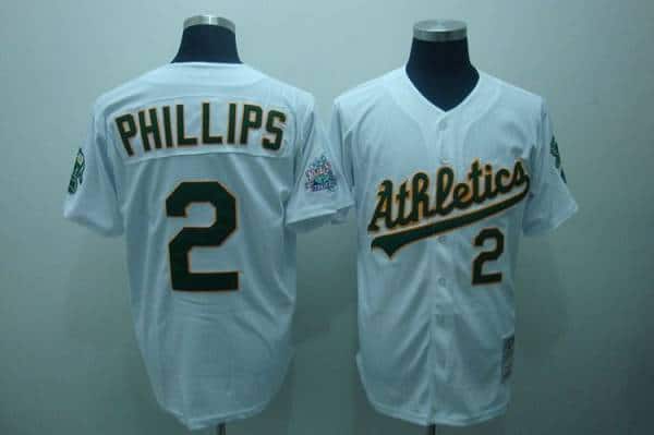 Mitchell And Ness Athletics #2 Tony Phillips Stitched White Throwback Jersey