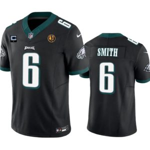 Philadelphia Eagles #6 DeVonta Smith Black 2023 F.U.S.E. With 1-Star C Patch And John Madden Patch Vapor Limited Stitched Jersey