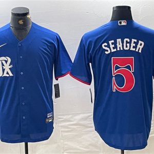 Texas Rangers #5 Corey Seager Royal City Connect Stitched Jersey