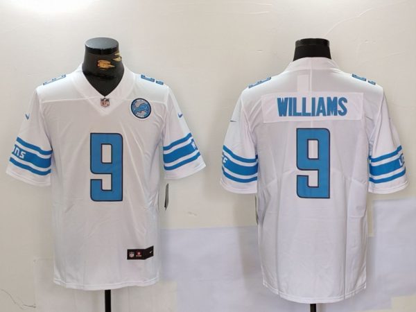 Detroit Lions #9 Jameson Williams White With Patch Vapor Untouchable Limited Stitched Jersey