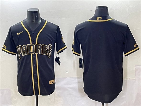 San Diego Padres Blank Black Gold Stitched Jersey
