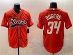Detroit Tigers #34 Jake Rogers Orange With Patch Cool Base Stitched Jersey