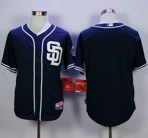 Padres Blank Dark Blue Cool Base Stitched Jersey