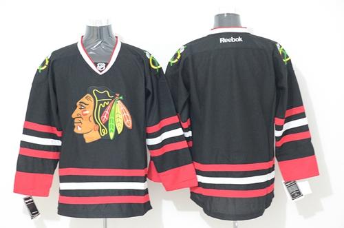 Blackhawks Stitched Blank Black Jersey